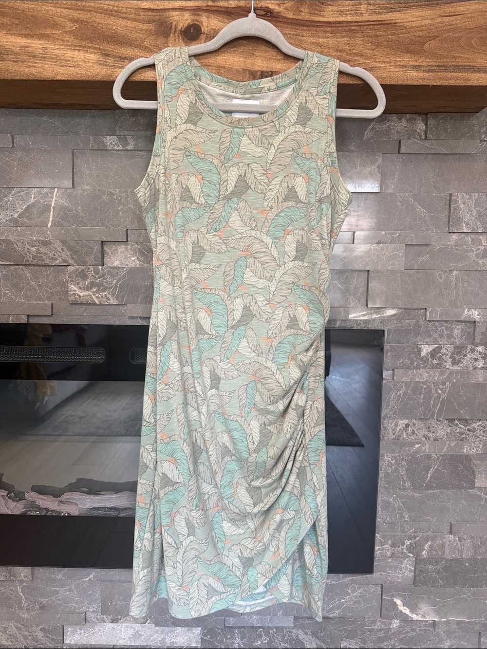 Nine West Mint Leaf-Print Sleeveless Midi Dress